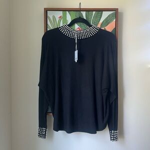 Elegant Black Beaded Women's Top: New With Tags